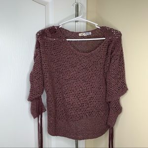 See Through Sweater w Holes - Purple Long Sleeve